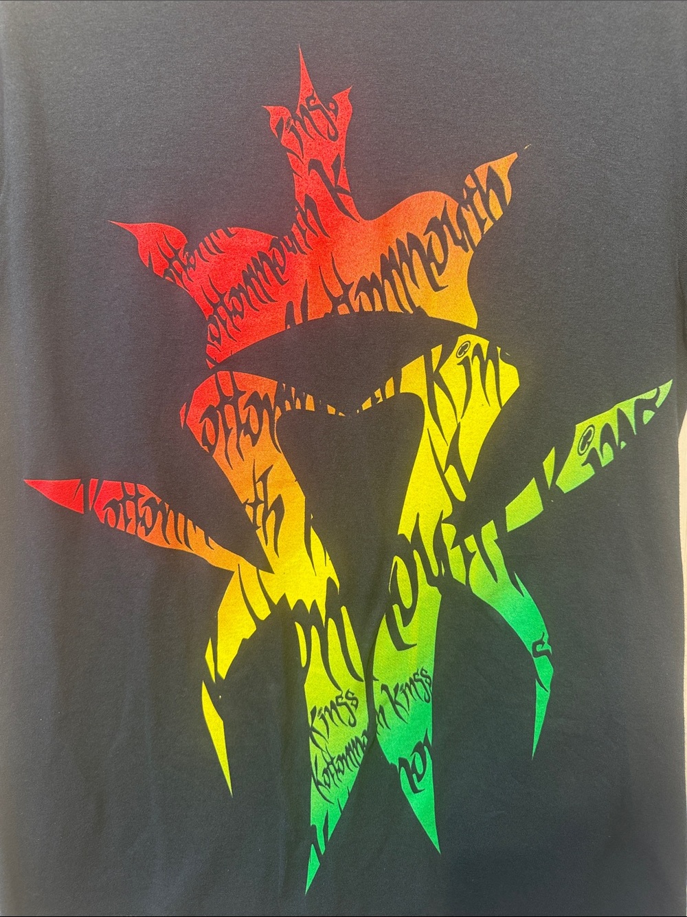 Kottonmouth Kings Black Short Sleeve Tee with Red-Yellow-Green Gradient Graphic